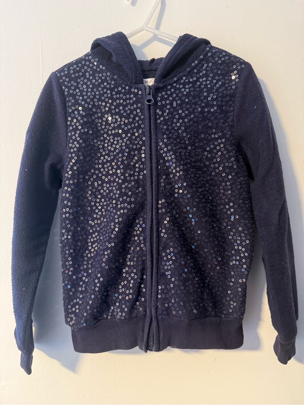 Girls' Navy Sequin Zip Hoodie - EST. 1989